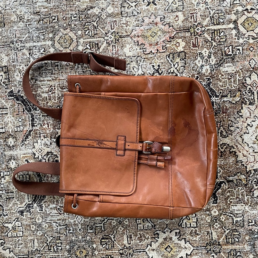 Leather fossil backpack